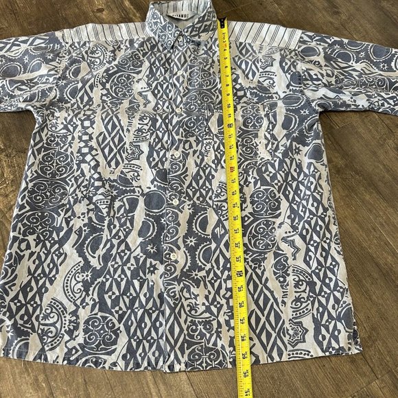 Vintage Gitano Button Front Shirt Men Size Medium Short Sleeve All Over Print - Picture 5 of 6